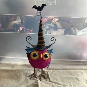 Halloween glitter owl bobble head decor